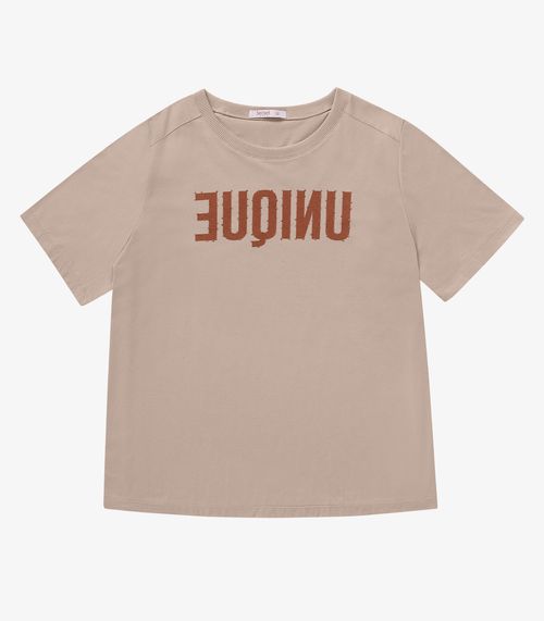 Camiseta Meia Malha Plus Size Secret Glam Marrom