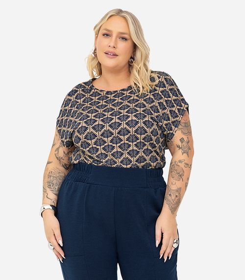Blusa Manga Morcego Plus Size Secret Glam Marrom