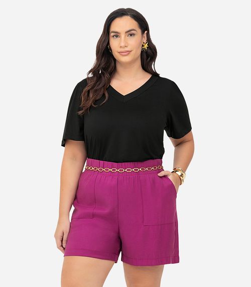 Shorts Tecido Favo Plus Size Secret Glam Roxo