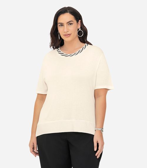 Blusa Feminina Manga Curta Secret Glam Bege