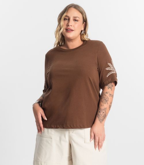 Blusa Feminina Manga Curta Secret Glam Marrom