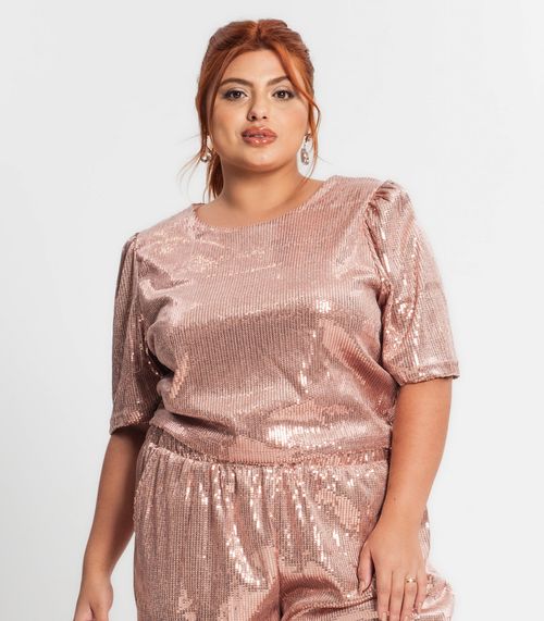 Blusa Feminina Plus Size Em Paetê Secret Glam Unica