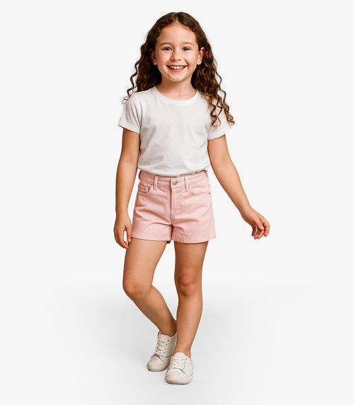 Short Infantil Jeans Com Bolsos Select Rosa
