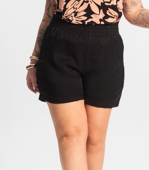 Shorts Tecido Favo Plus Size Secret Glam Preto