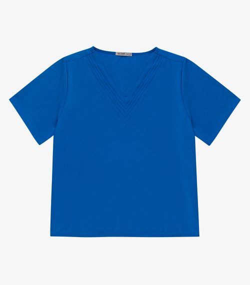 Blusa Manga Curta Plus Size Secret Glam Azul