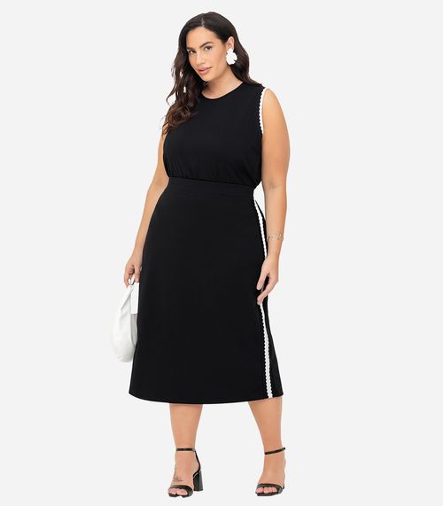 Saia Midi Secret Glam Preto