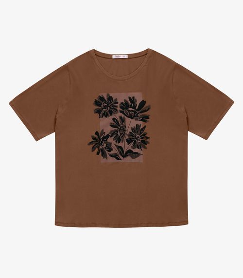 Camiseta Feminina Manga Curta Secret Glam Marrom