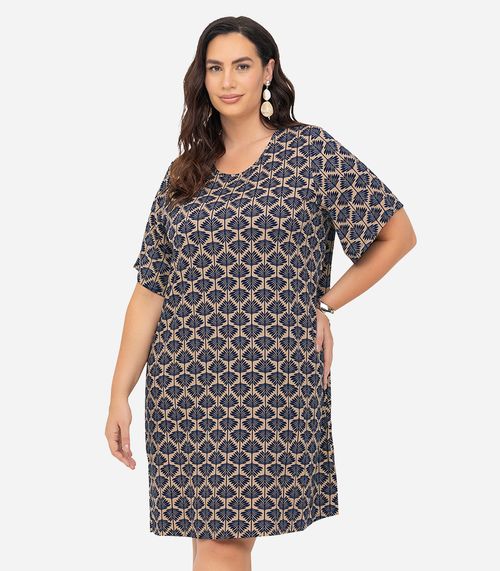Vestido Estampado Plus Size Secret Glam Marrom