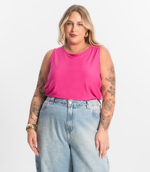 Regata Viscose Lisa Plus Size Secret Glam Rosa
