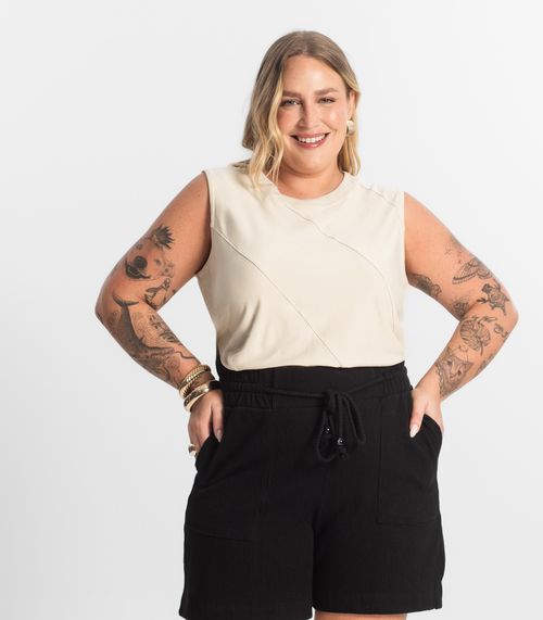 Regata Viscose Plus Size Secret Glam Bege