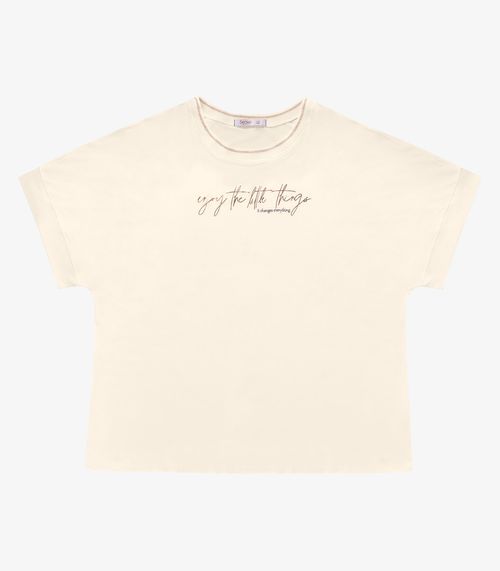 T- Shirt Feminina Manga Curta Secret Glam Bege