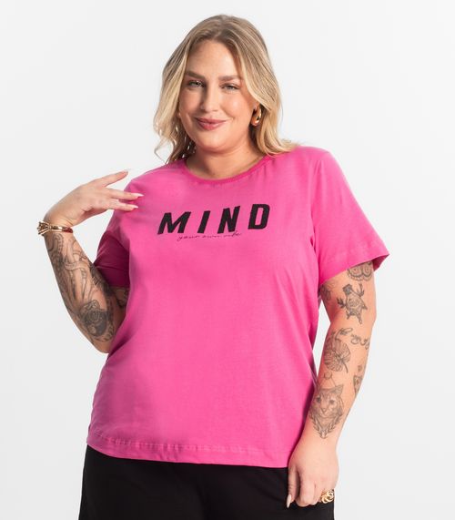 T- Shirt Feminina Plus Size Secret Glam Rosa