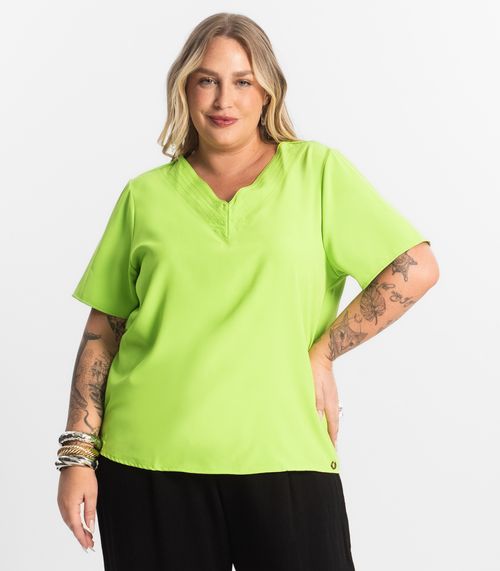 Blusa Manga Curta Plus Size Secret Glam Verde