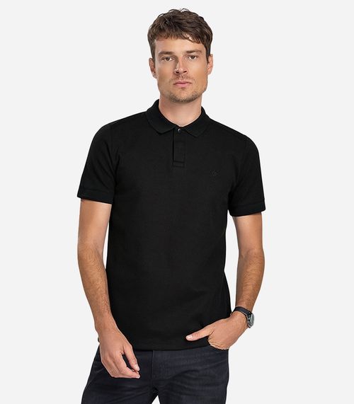 Polo Masculina Malha Maquinetada Diametro Preto
