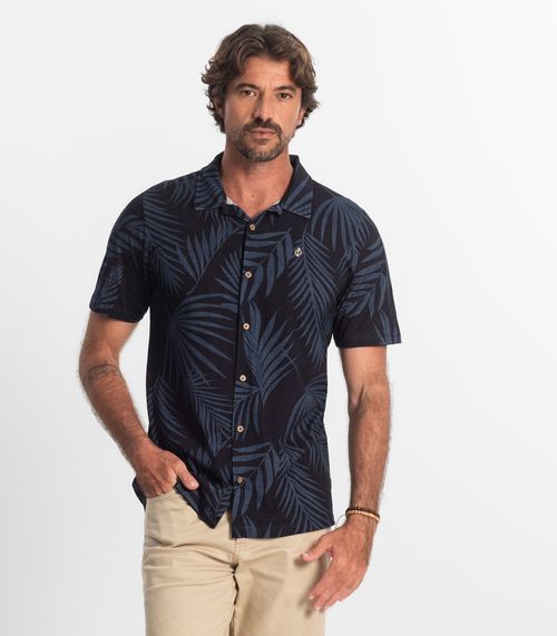 Camisa Masculina Meia Malha Diametro Azul