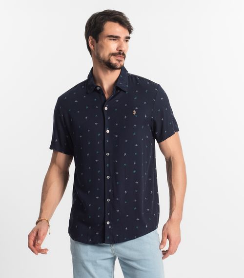 Camisa Masculina Viscose Diamentro Azul