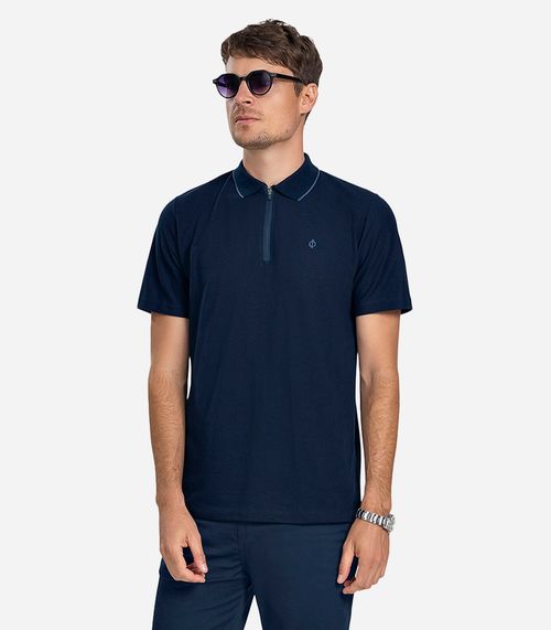 Polo Masculina Pique Diametro Azul