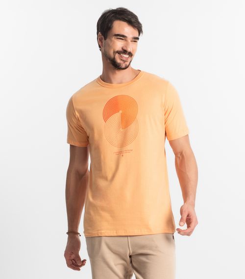 Camiseta Masculina Meia Malha Diametro Laranja