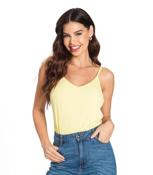 Blusa De Alça Feminina Ribana Canelada Rovitex Verde