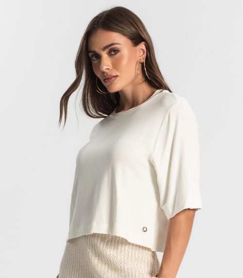 Blusa Feminina Manga Curta em Molecotton Endless Bege