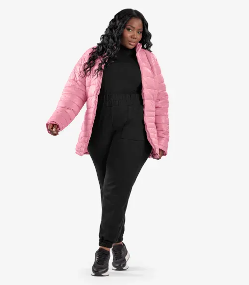 Jaqueta Plus Size Microfibra Secret Glam Rosa