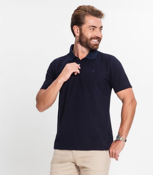 Camisa Polo Básica Masculina Diametro Azul