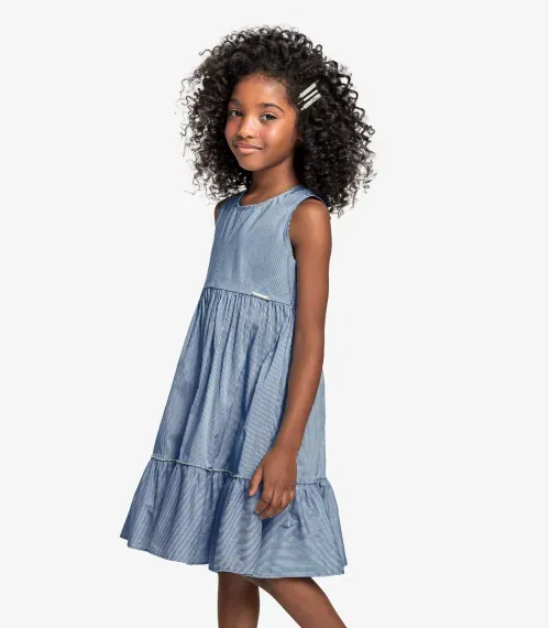 Vestido Infantil Com Listras Trick Nick Azul