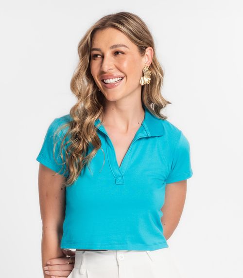 Blusa Feminina Manga Curta Endless Azul