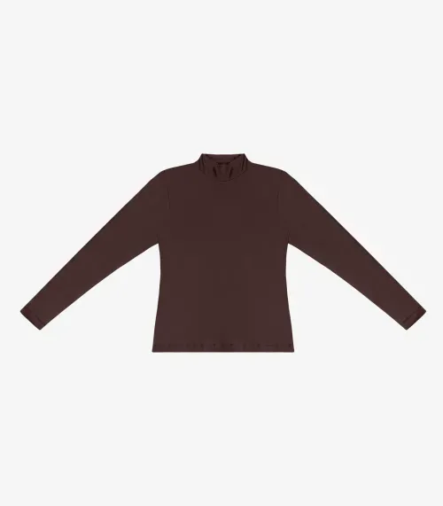 Blusa Feminina Gola Alta Rovitex Marrom