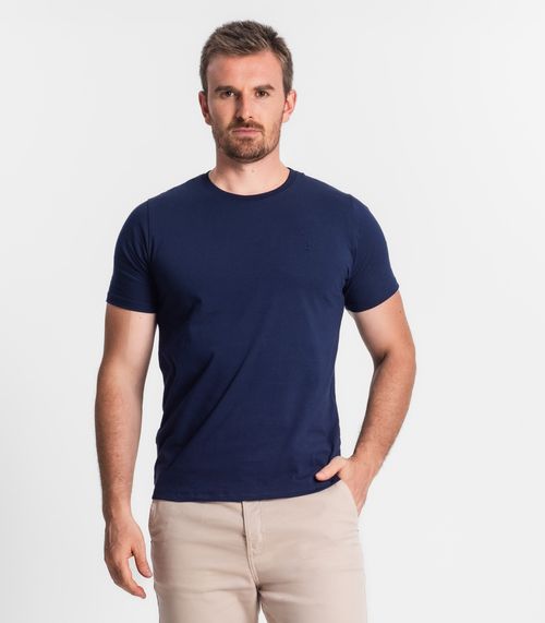 Camiseta Masculina Básica Meia Malha Diametro Azul