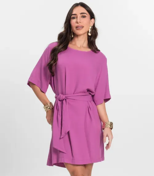 Vestido Curto Feminino Com Cinto Endless Rosa