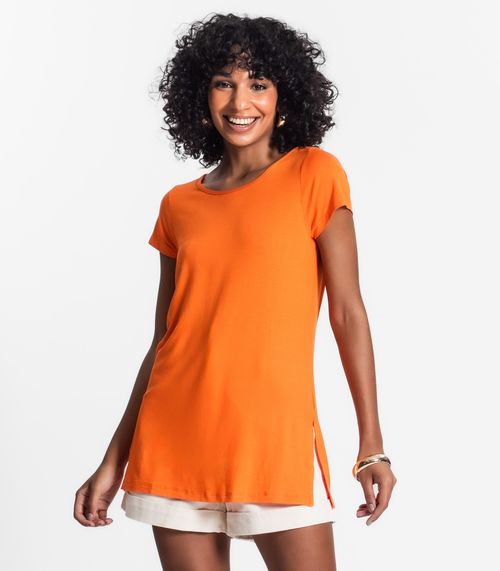 Blusa Básica Alongada Feminina Rovitex Laranja