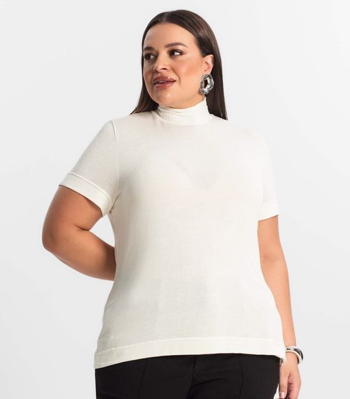 Blusa Gola Alta Feminina Plus Size Secret Glam Bege