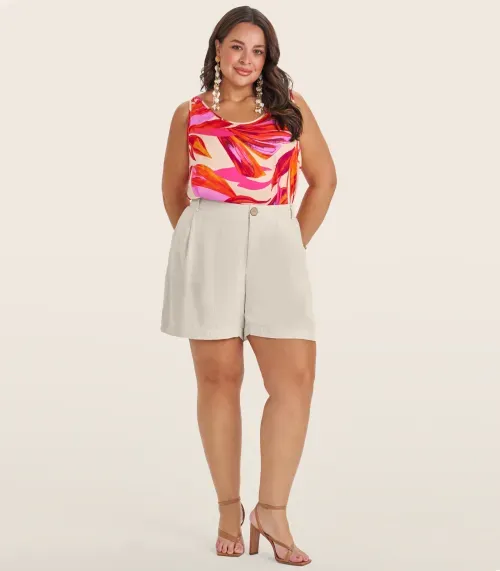 Regata Feminina Plus Size em Viscose Secret Glam Laranja
