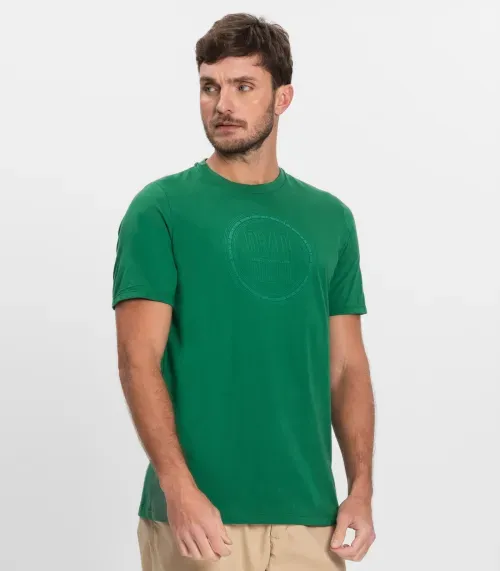 Camiseta Masculina Manga Curta Meia Malha Diametro Verde