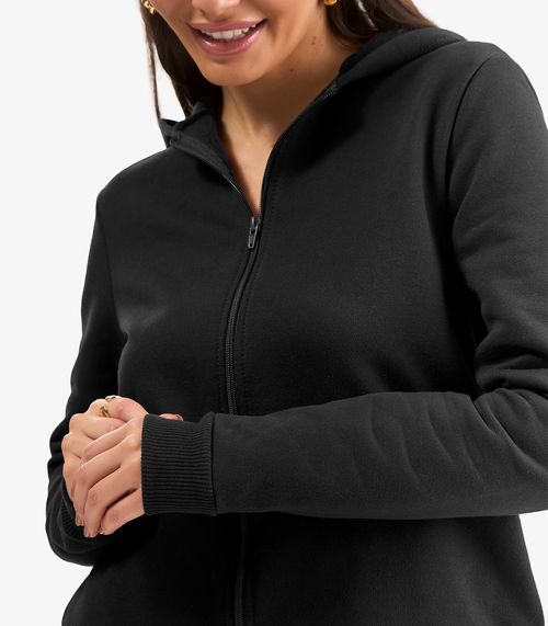 Jaqueta com Capuz em Moletom Rovitex Preto