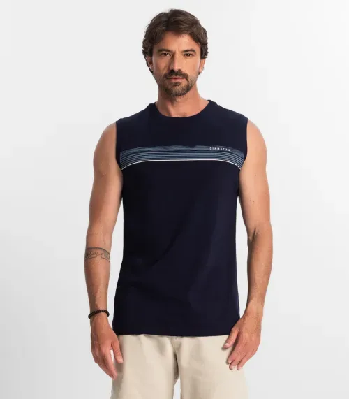 Regata Masculina Em Meia Malha Diametro Azul