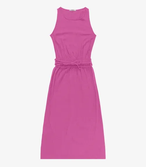 Vestido Midi Feminino Com Cinto Endless Rosa
