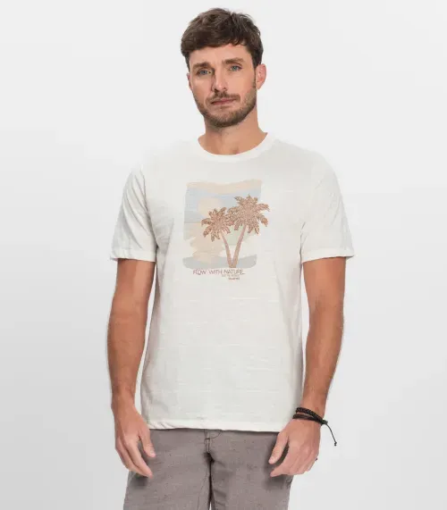 Camiseta Plus Masculina Malha Maquinetada Diametro Bege