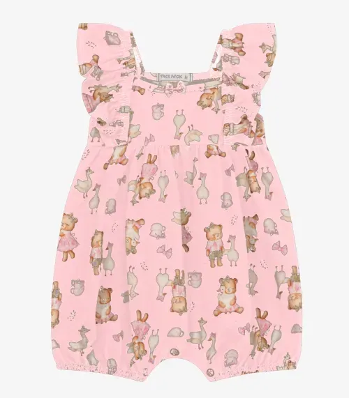 Macaquinho infantil Feminino em Cotton Trick Nick Rosa