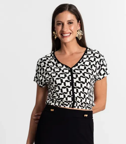 Blusa Feminina Manga Curta Rovitex Preto