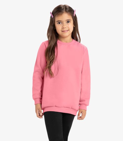 Blusão Infantil Moletom Básico Rovitex Kids Rosa