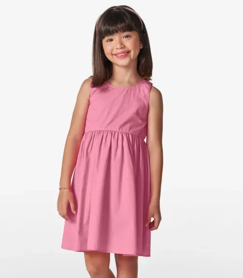 Vestido Menina em Tricoline Trick Nick Rosa