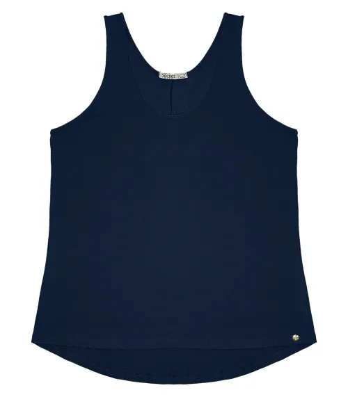 Regata Feminina Plus Size Secret Glam Azul