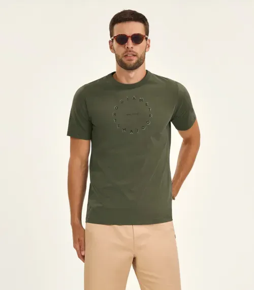 Camiseta Plus Size Masculina Meia Malha Diametro Verde