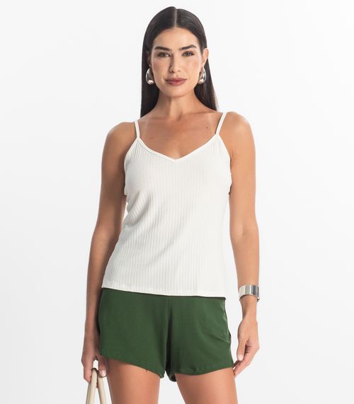 Blusa De Alça Feminina Ribana Canelada Rovitex Bege
