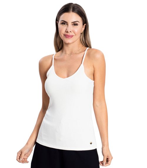 Blusa De Alça Feminina Ribana Canelada Rovitex Bege