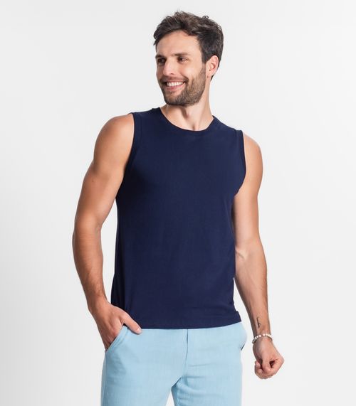 Regata Masculina Básico Meia Malha Diametro Azul