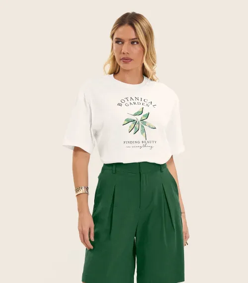 Camiseta Feminino Manga Curta Meia Malha Endless Bege