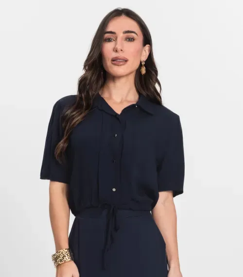 Camisa Feminina de Viscose Sarjada Endless Azul